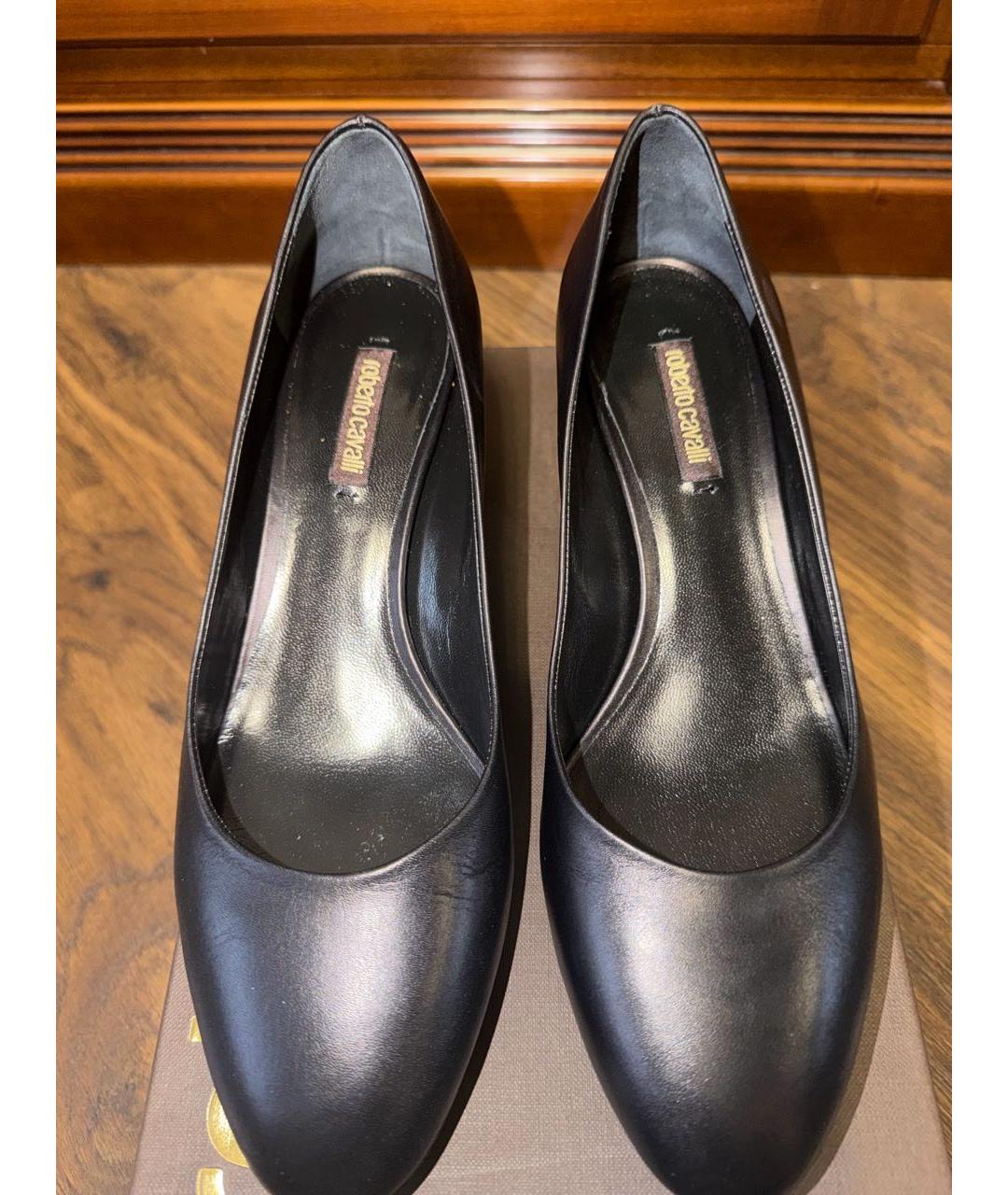 ROBERTO CAVALLI Черные кожаные туфли, фото 5