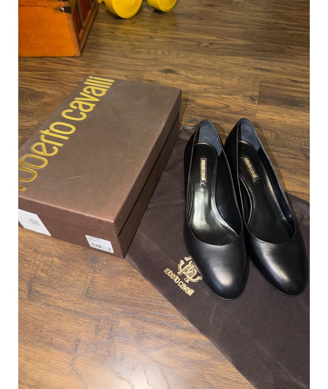 ROBERTO CAVALLI Черные кожаные туфли, фото 6
