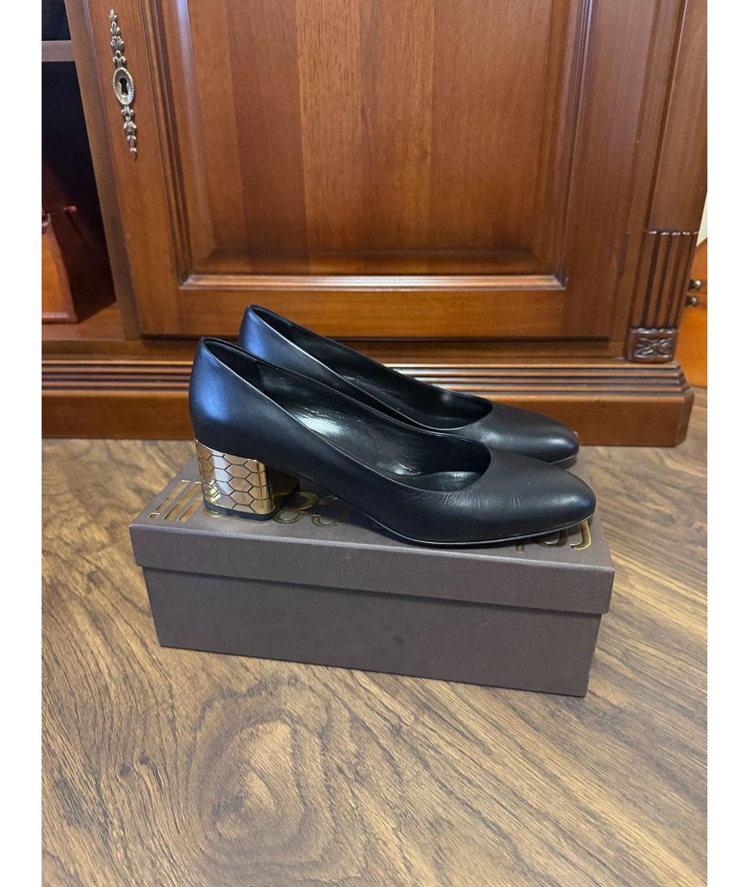 ROBERTO CAVALLI Черные кожаные туфли, фото 3