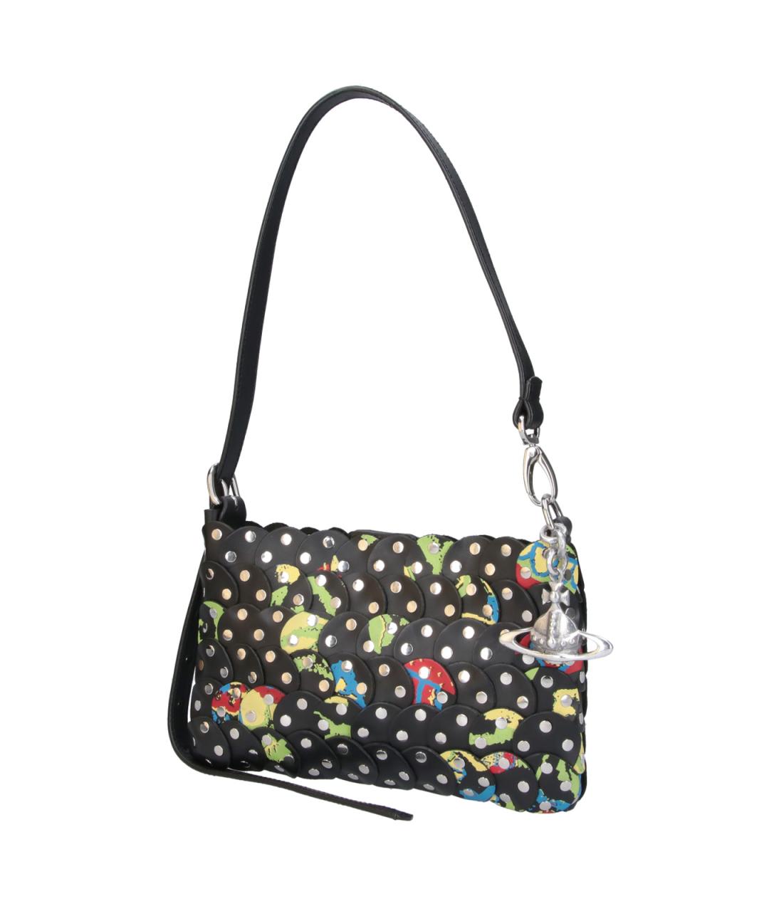 VIVIENNE WESTWOOD Черная кожаная сумка через плечо, фото 2