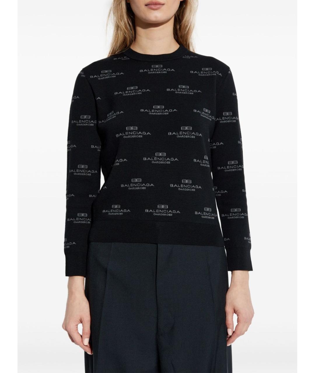 BALENCIAGA Черный шерстяной джемпер / свитер, фото 2
