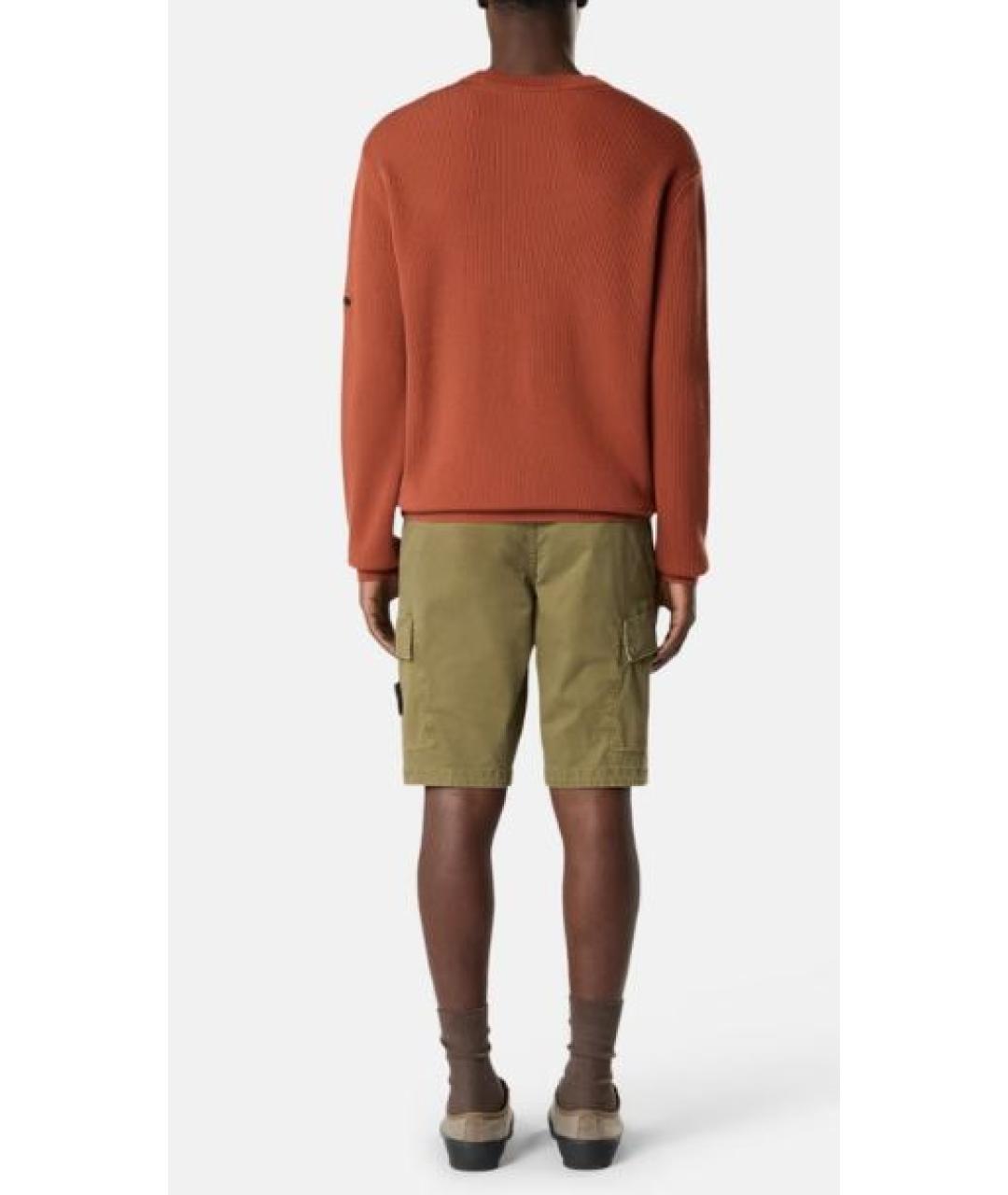 STONE ISLAND Хаки хлопковые шорты, фото 2
