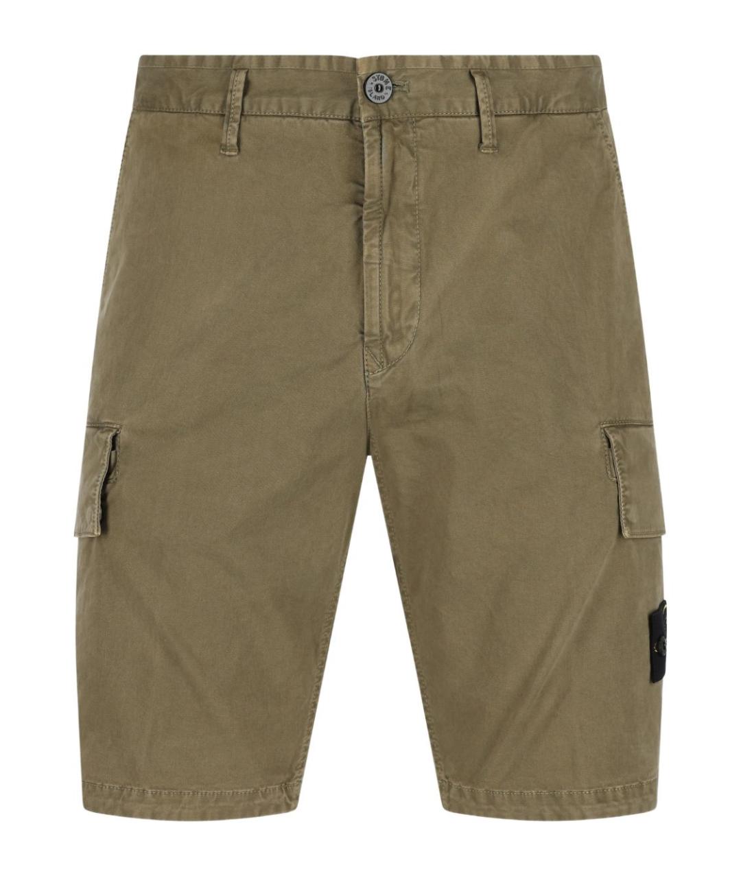 STONE ISLAND Хаки хлопковые шорты, фото 1