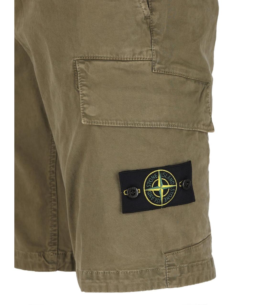 STONE ISLAND Хаки хлопковые шорты, фото 5