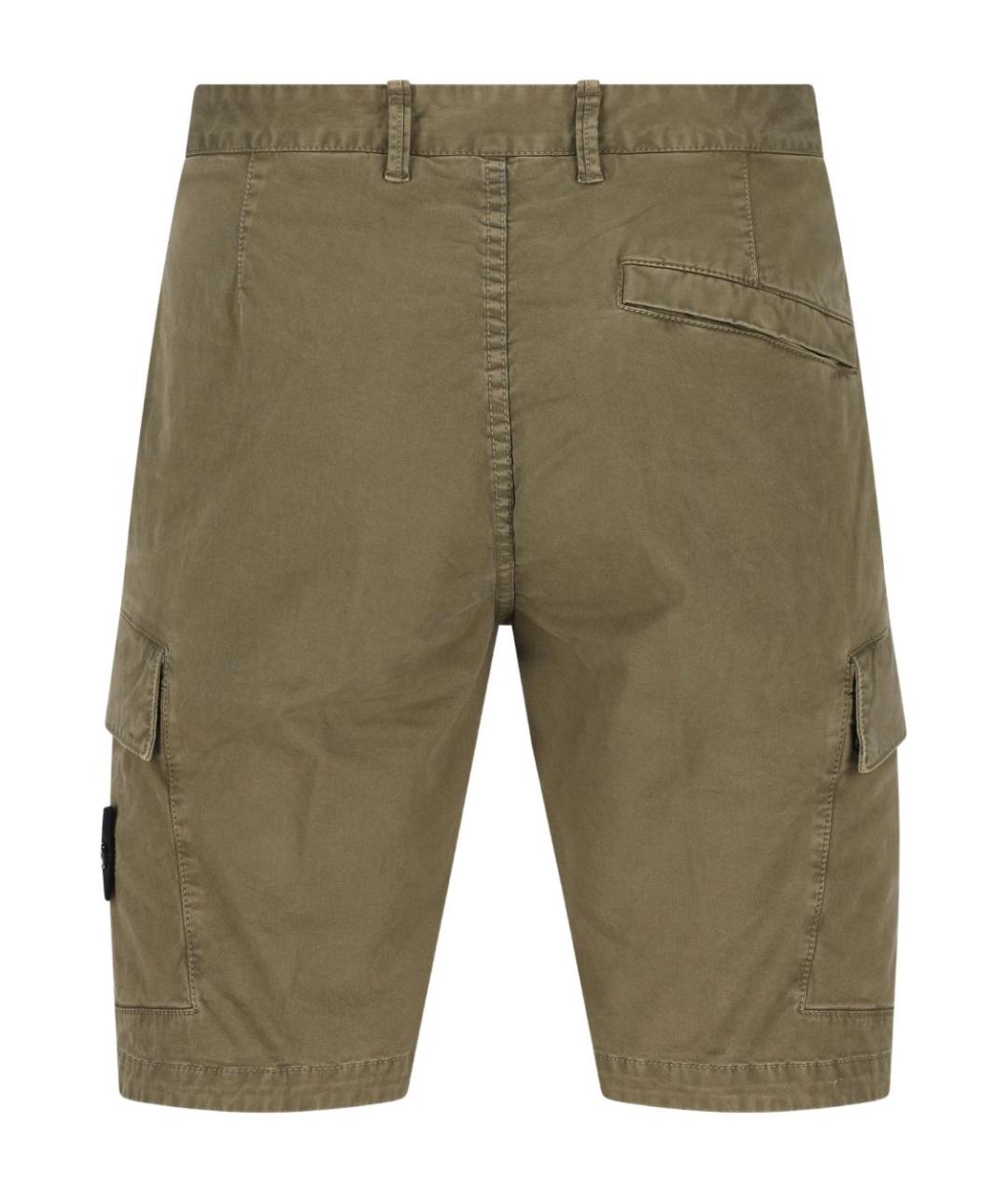 STONE ISLAND Хаки хлопковые шорты, фото 4