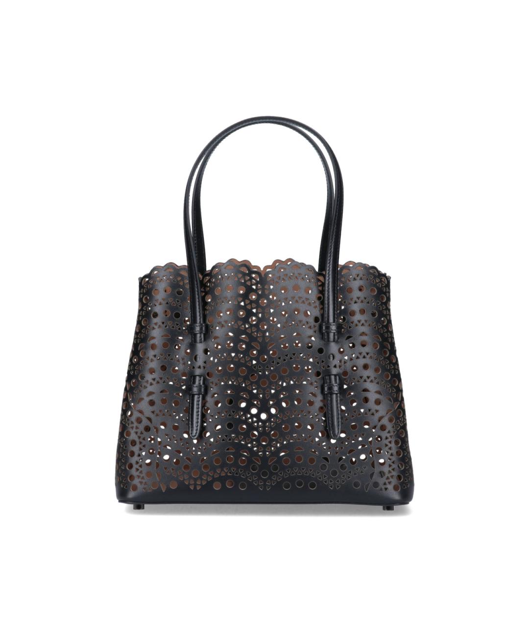 ALAIA Черная кожаная сумка с короткими ручками, фото 3