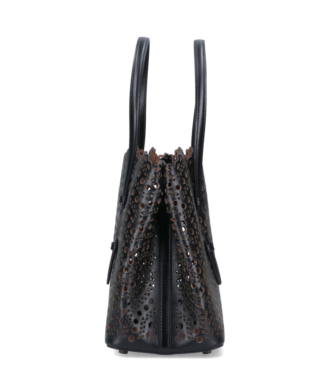 ALAIA Черная кожаная сумка с короткими ручками, фото 5