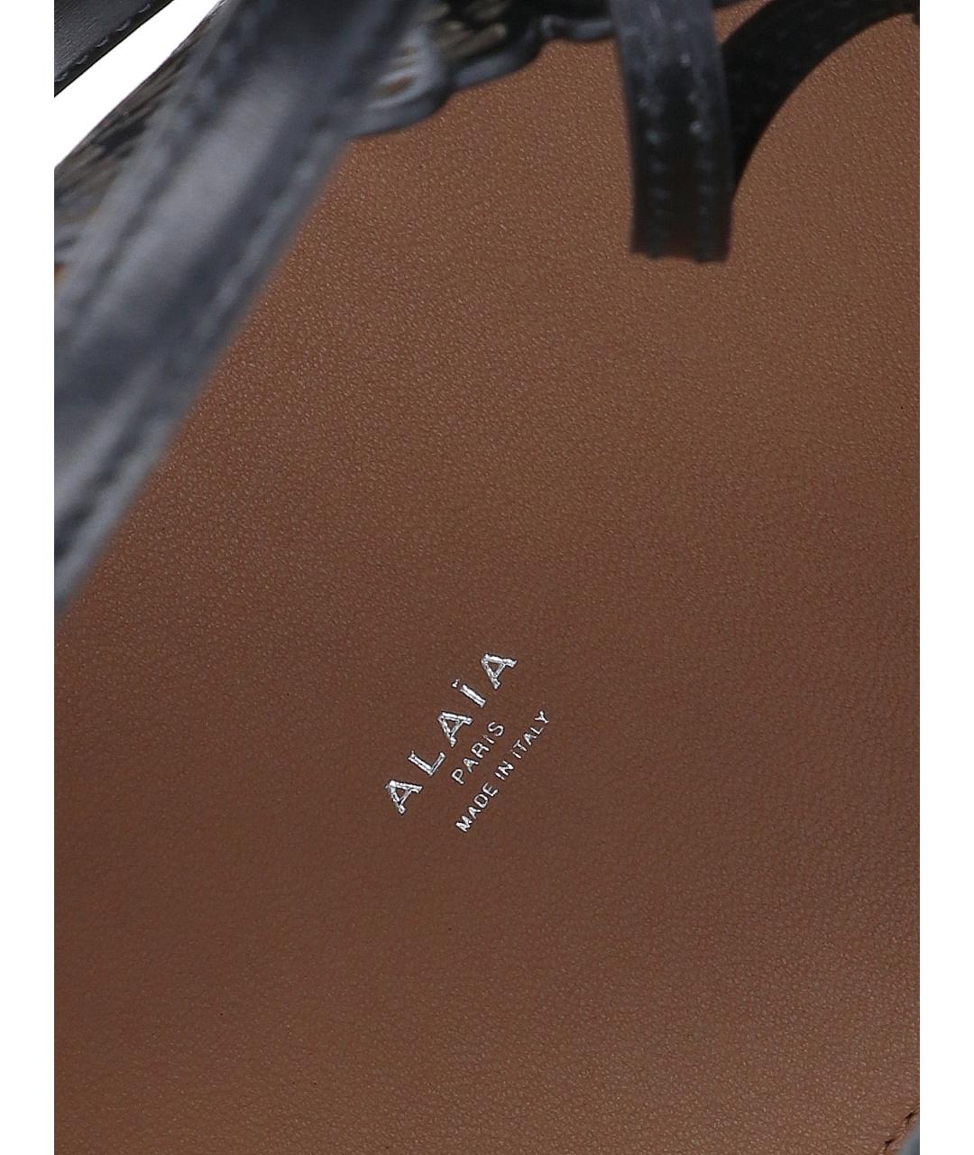 ALAIA Черная кожаная сумка с короткими ручками, фото 4