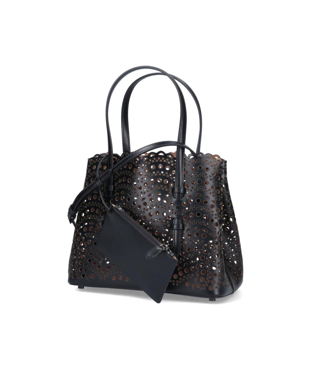 ALAIA Черная кожаная сумка с короткими ручками, фото 2