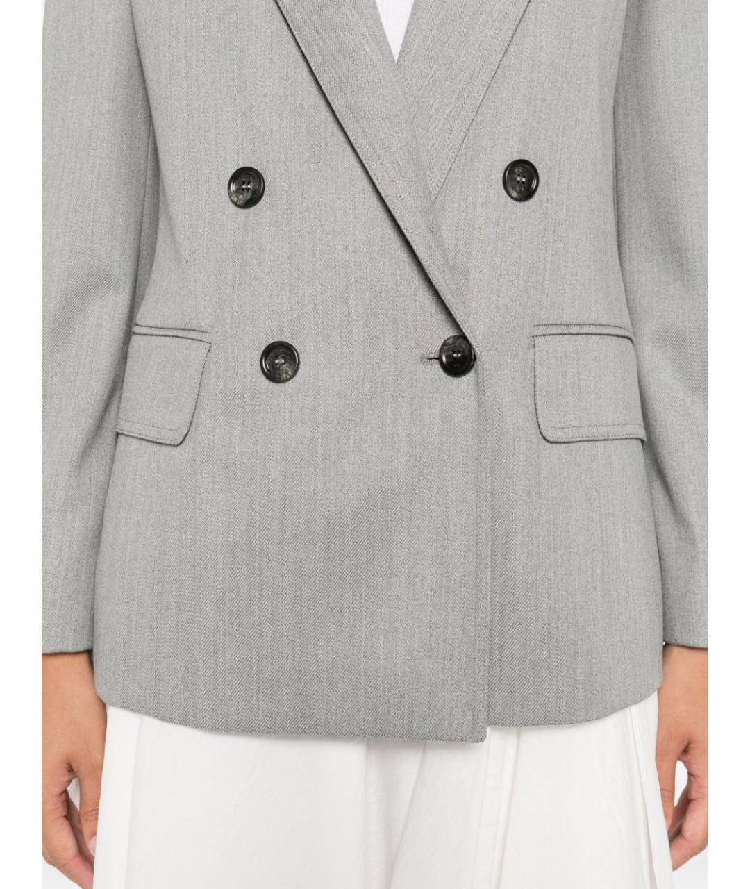 MAX MARA Серый шерстяной жакет/пиджак, фото 7