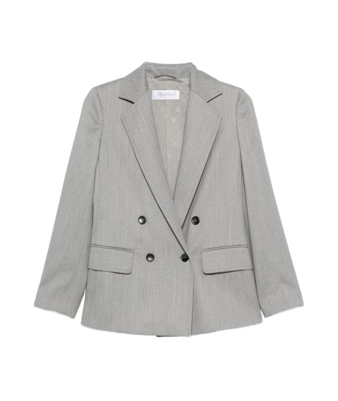 MAX MARA Серый шерстяной жакет/пиджак, фото 4
