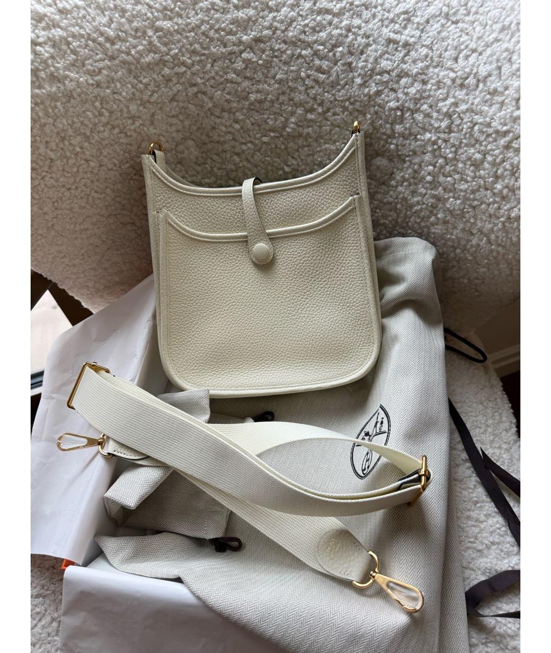 HERMES Белая кожаная сумка через плечо, фото 3