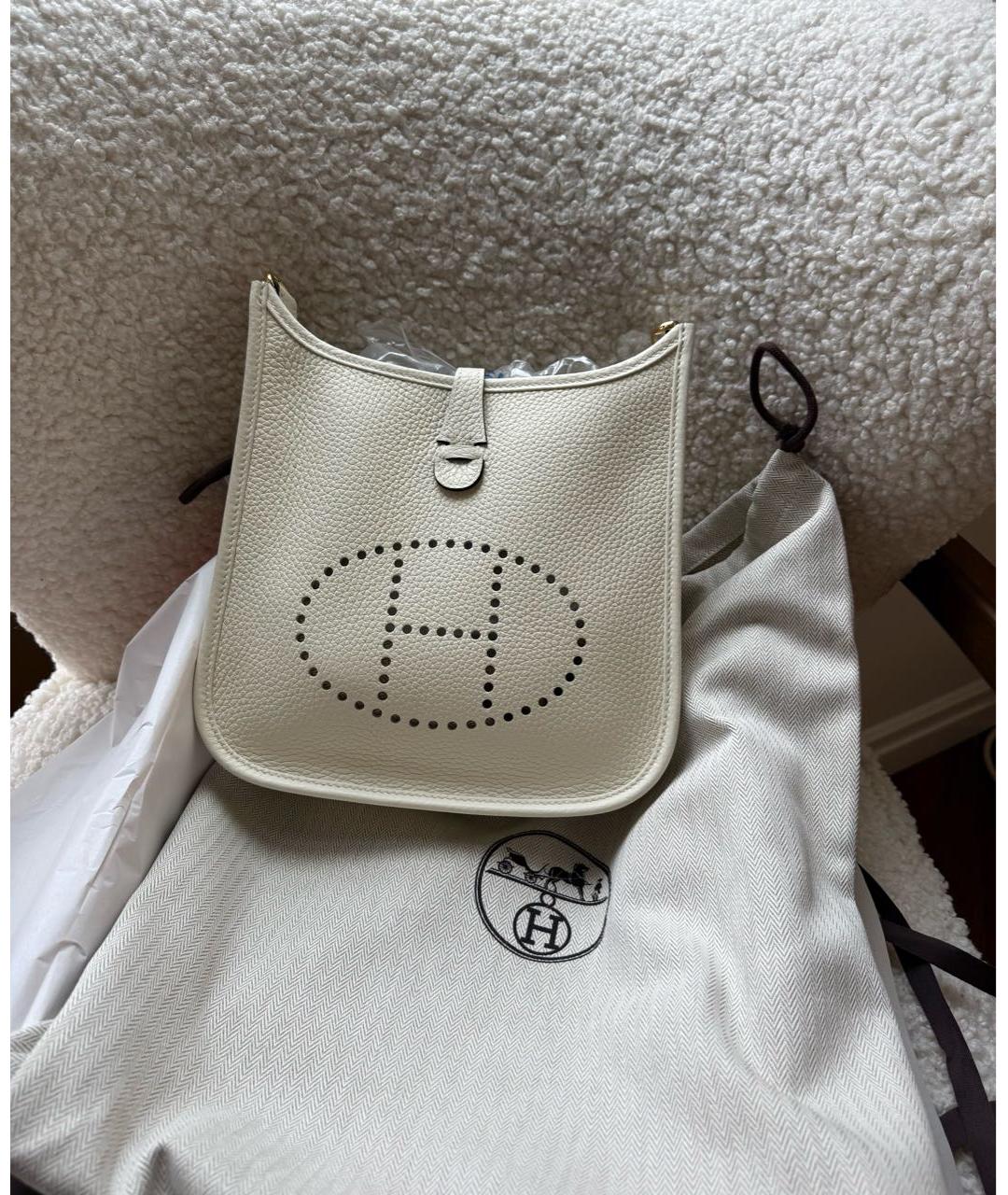 HERMES Белая кожаная сумка через плечо, фото 7