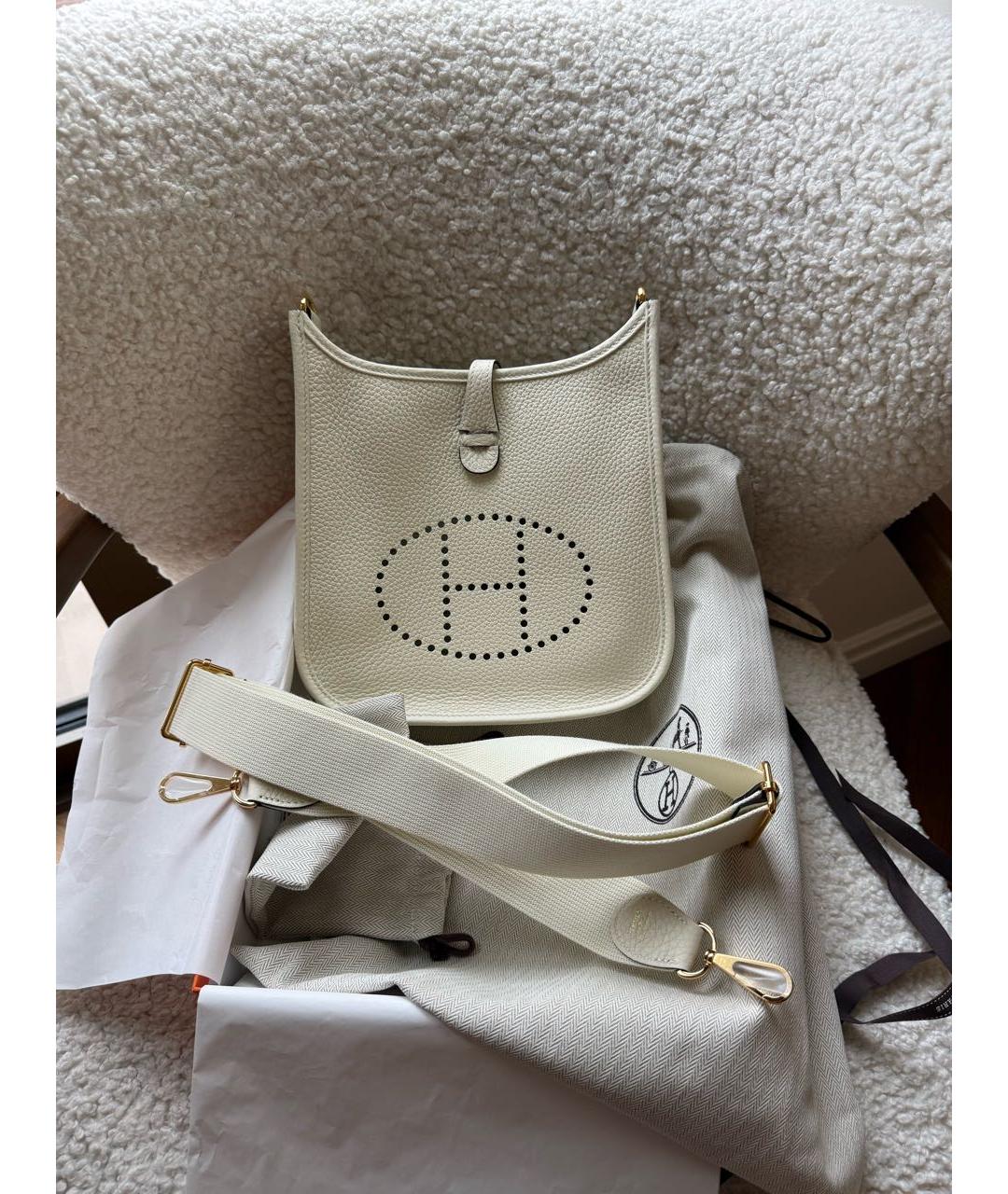 HERMES Белая кожаная сумка через плечо, фото 2