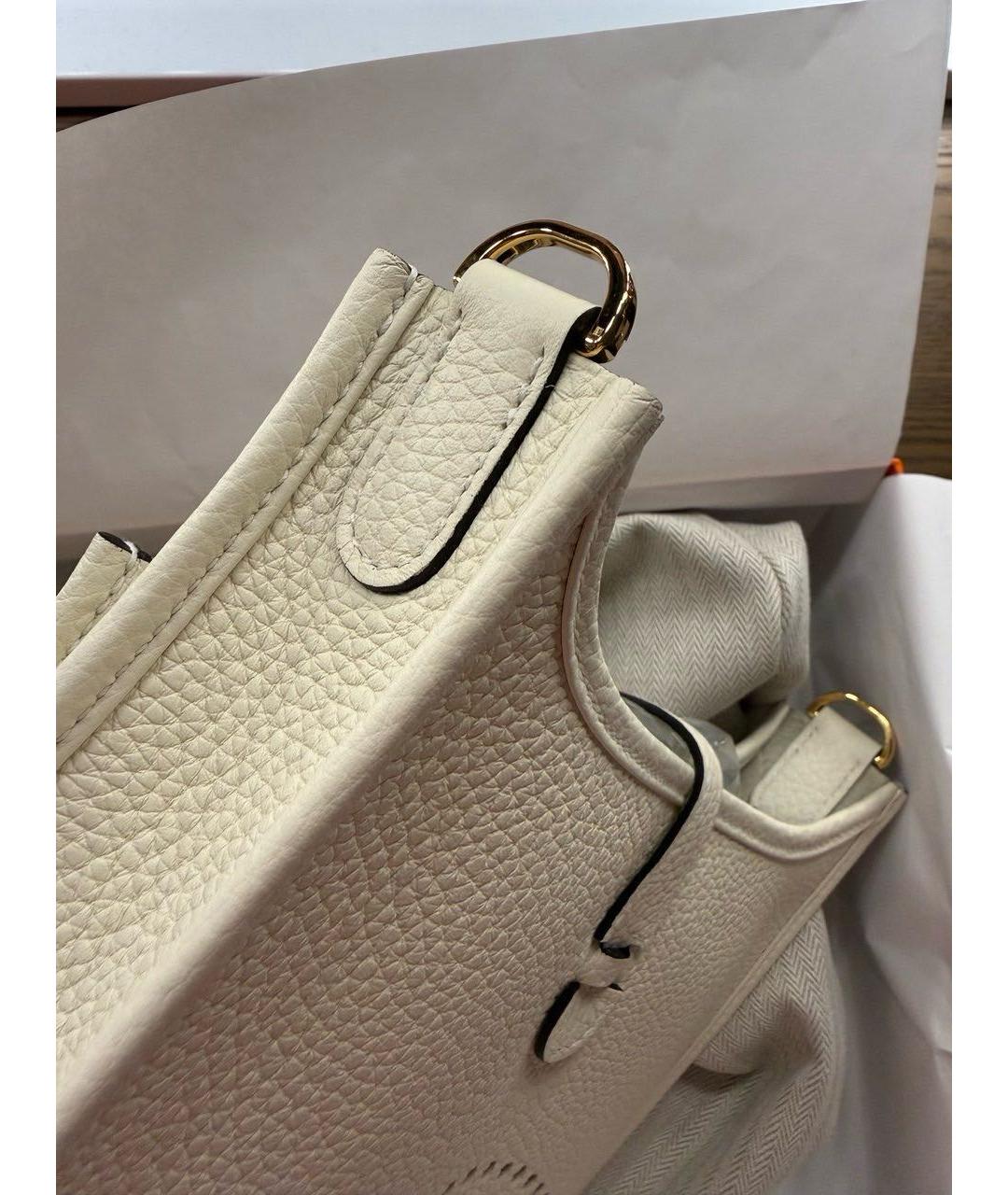 HERMES Белая кожаная сумка через плечо, фото 5