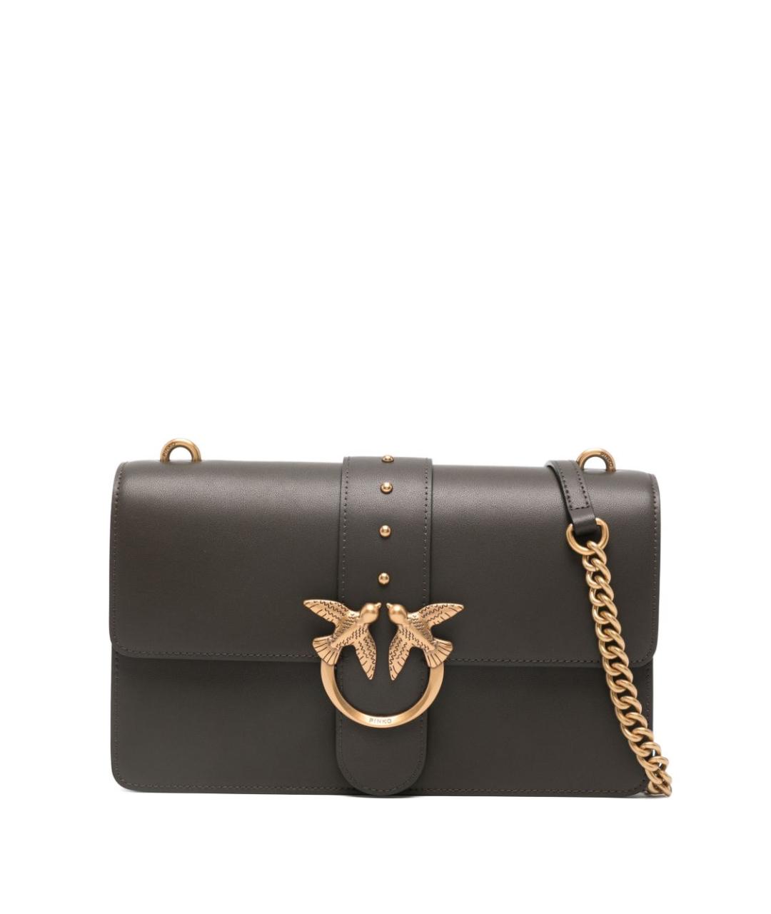 PINKO Коричневая кожаная сумка через плечо, фото 1