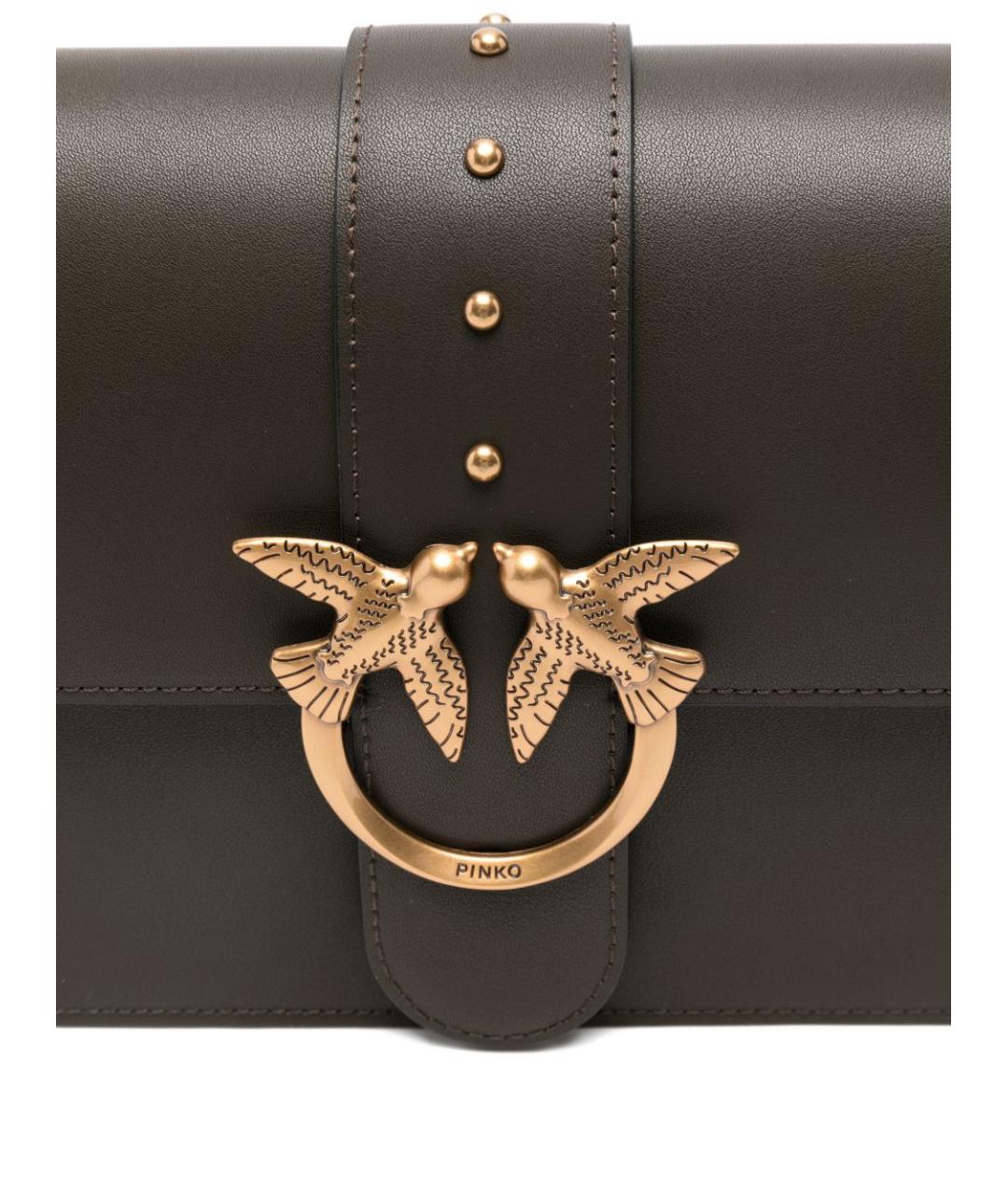 PINKO Коричневая кожаная сумка через плечо, фото 5
