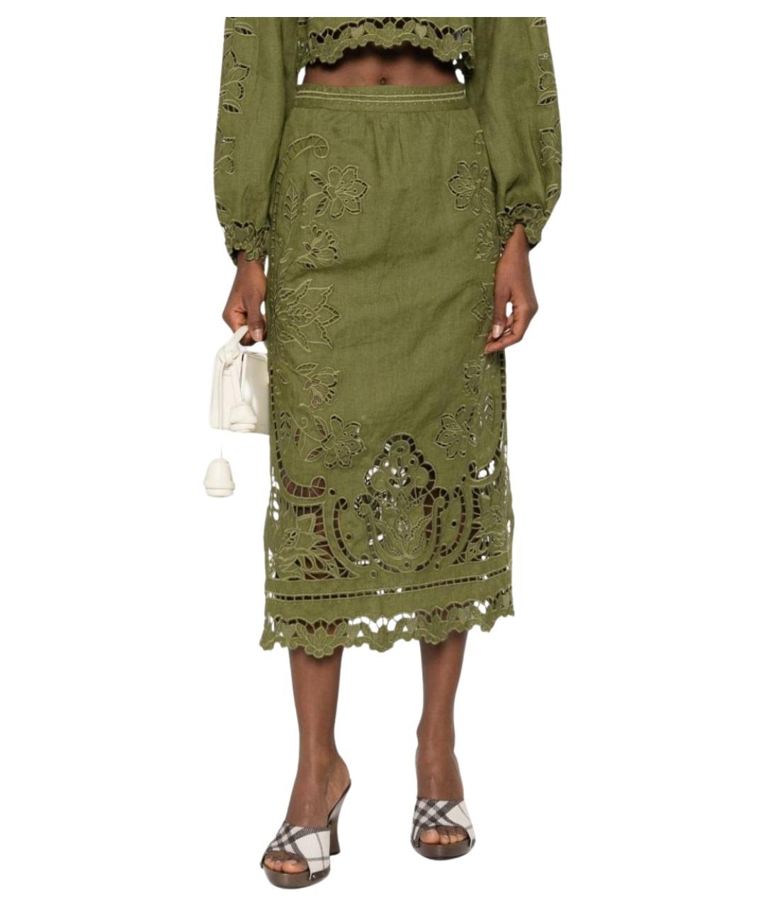 FARM RIO Зеленая юбка миди, фото 5