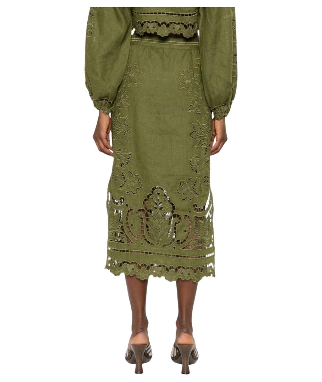 FARM RIO Зеленая юбка миди, фото 2