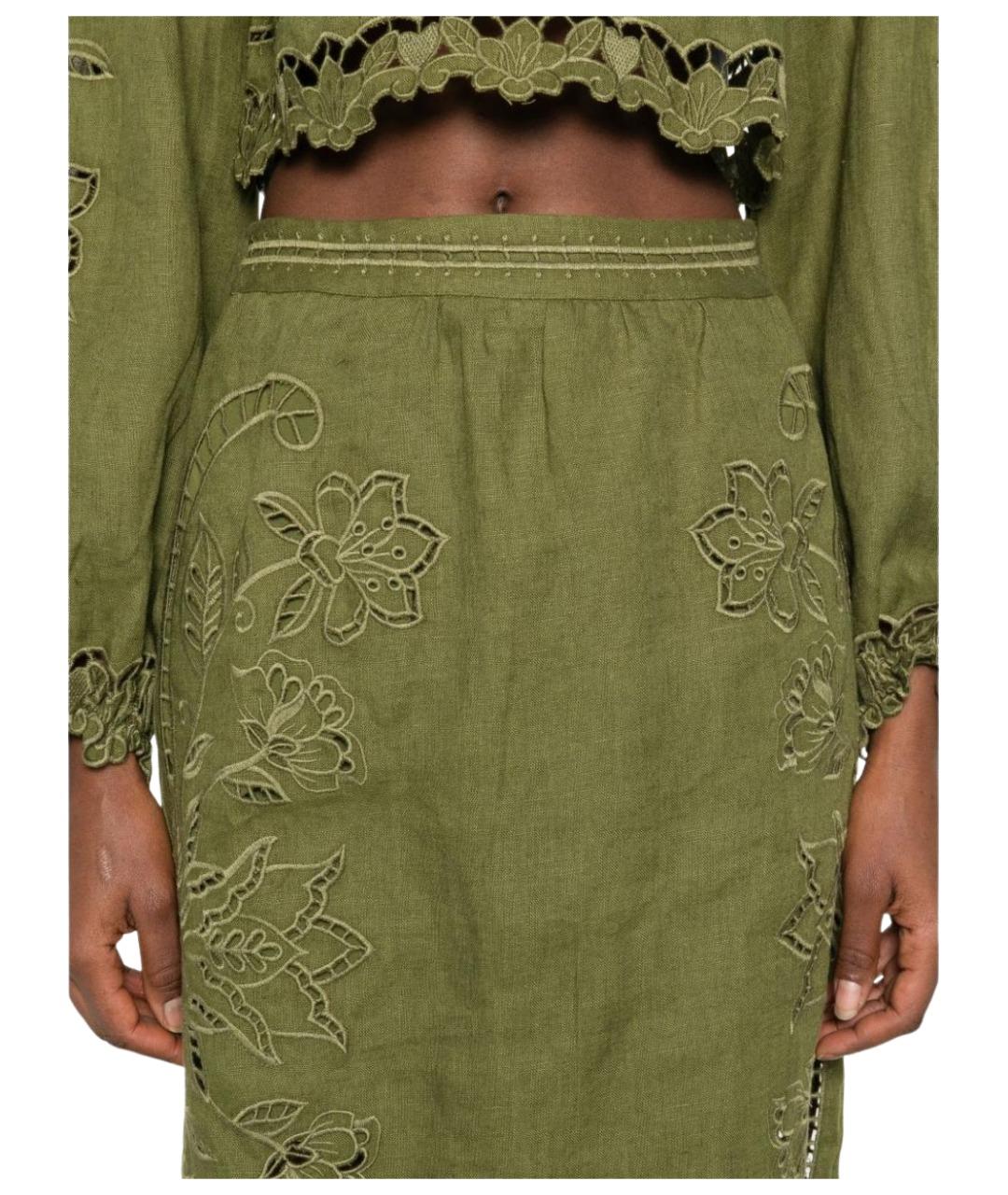 FARM RIO Зеленая юбка миди, фото 3