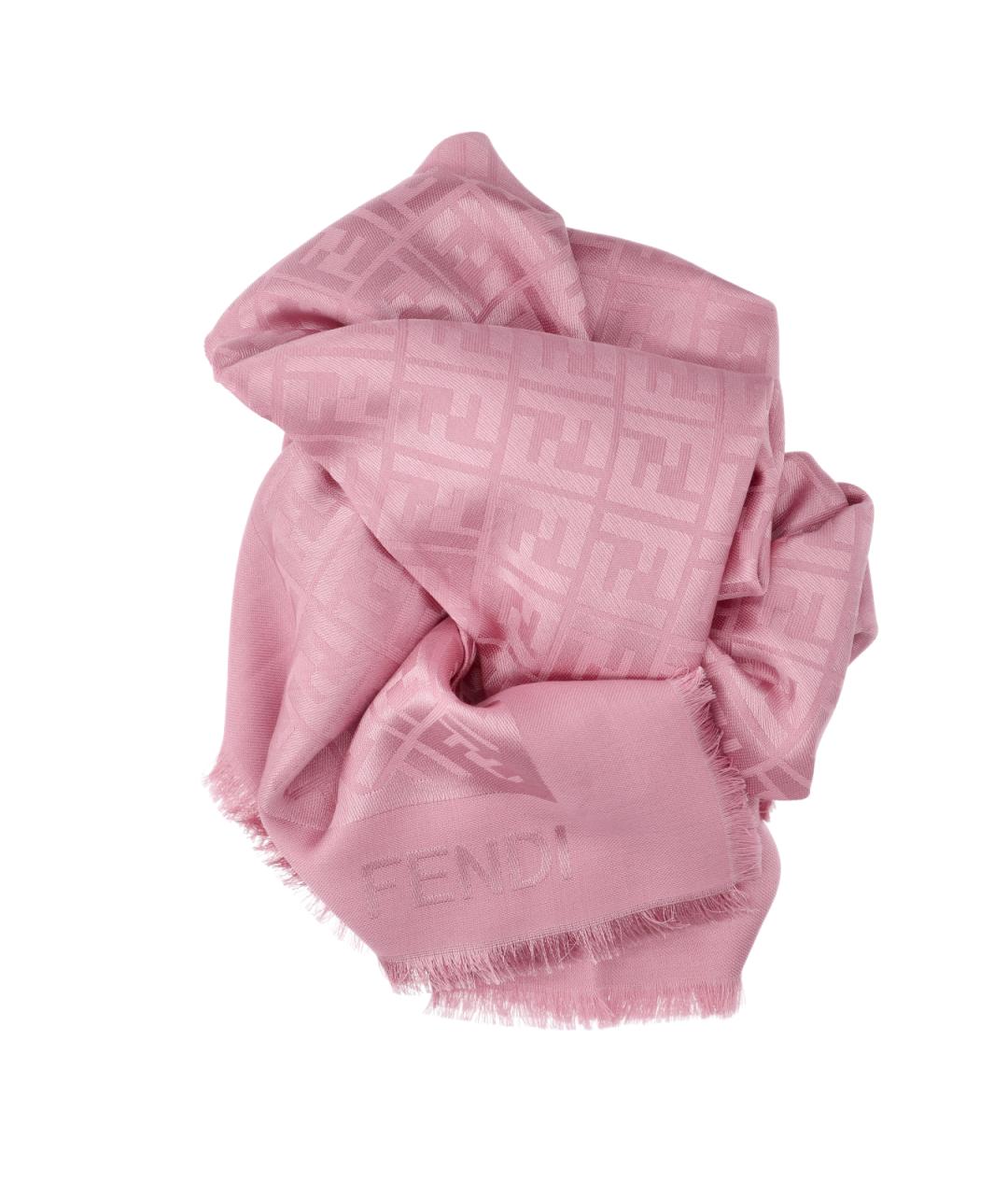 FENDI Розовый шелковый шарф, фото 3