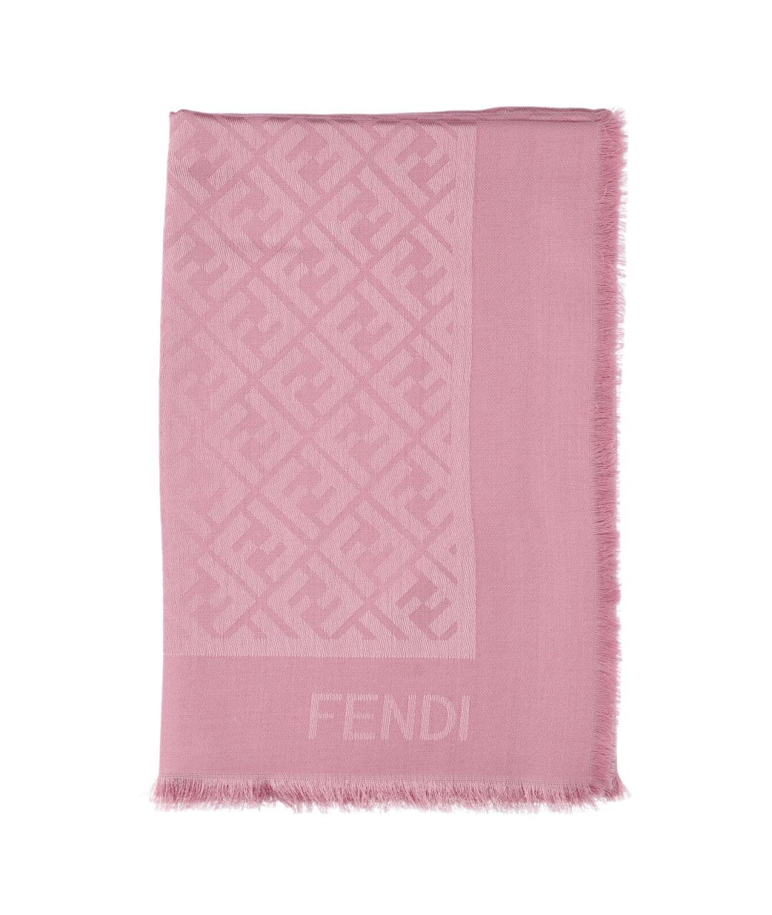 FENDI Розовый шелковый шарф, фото 1