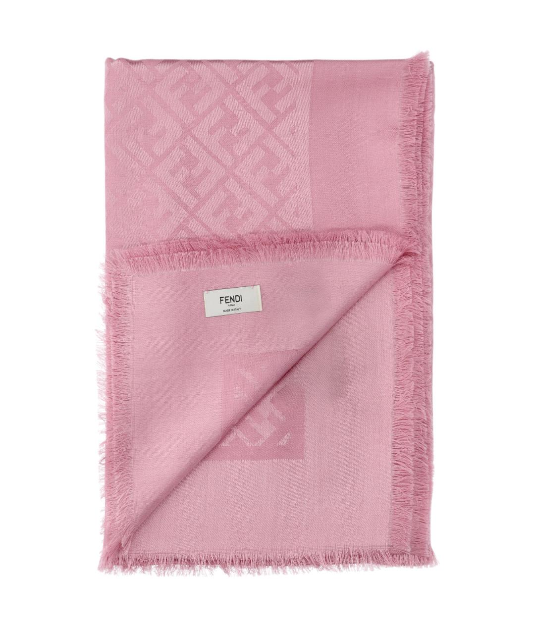 FENDI Розовый шелковый шарф, фото 2