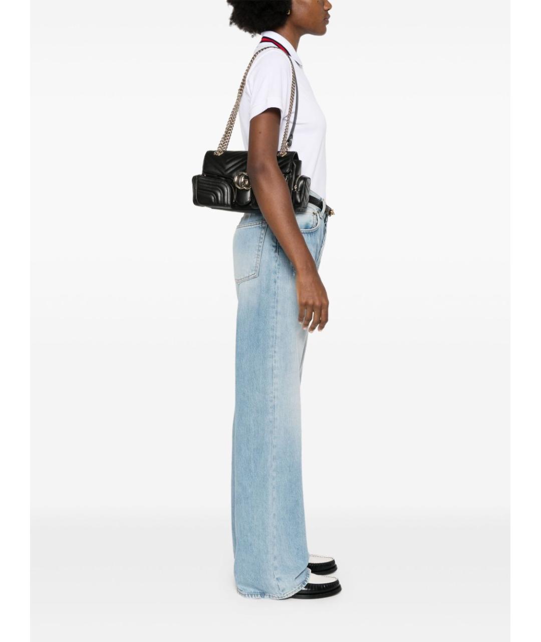 GUCCI Черная кожаная сумка через плечо, фото 5