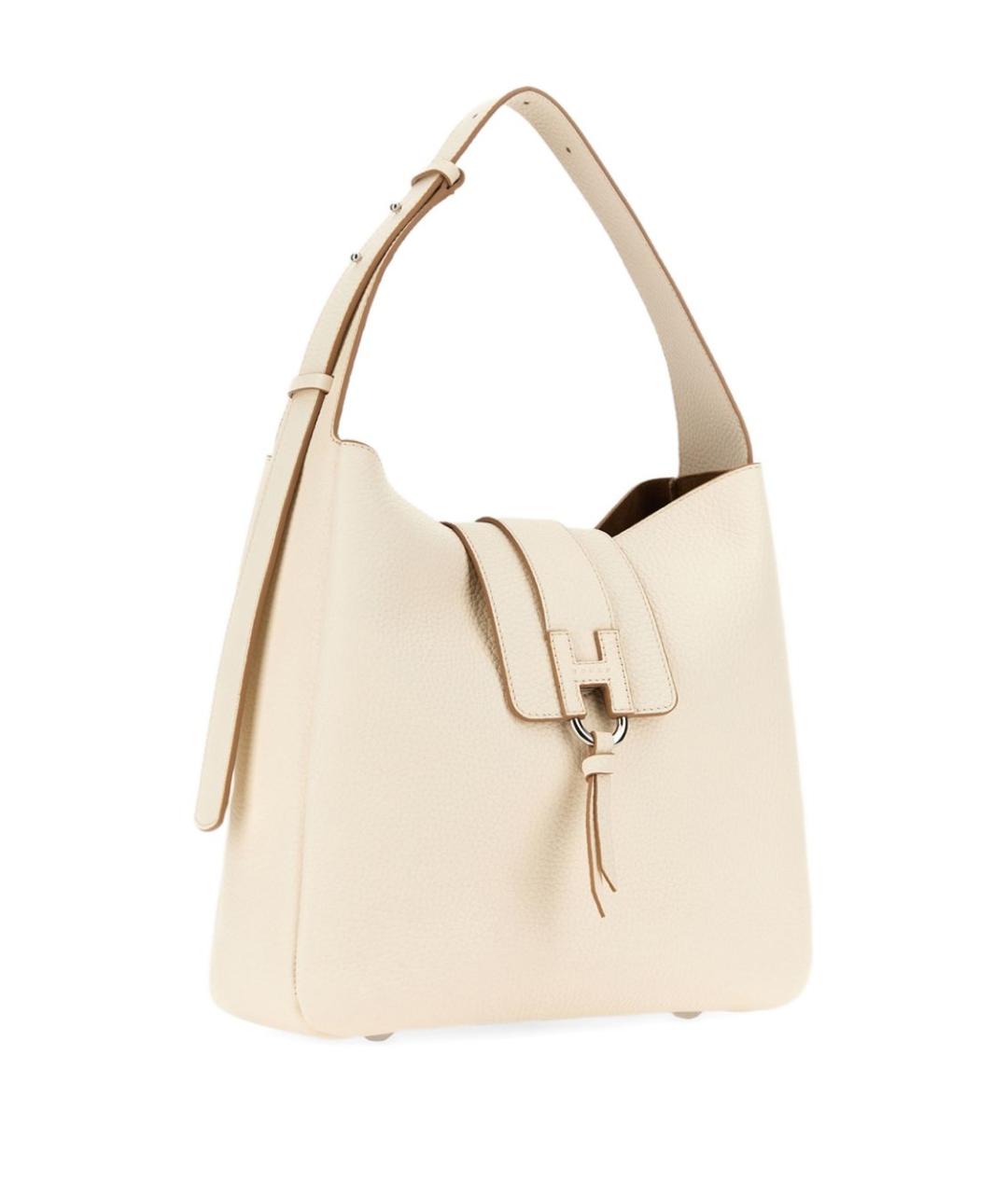 HOGAN Бежевая кожаная сумка тоут, фото 4