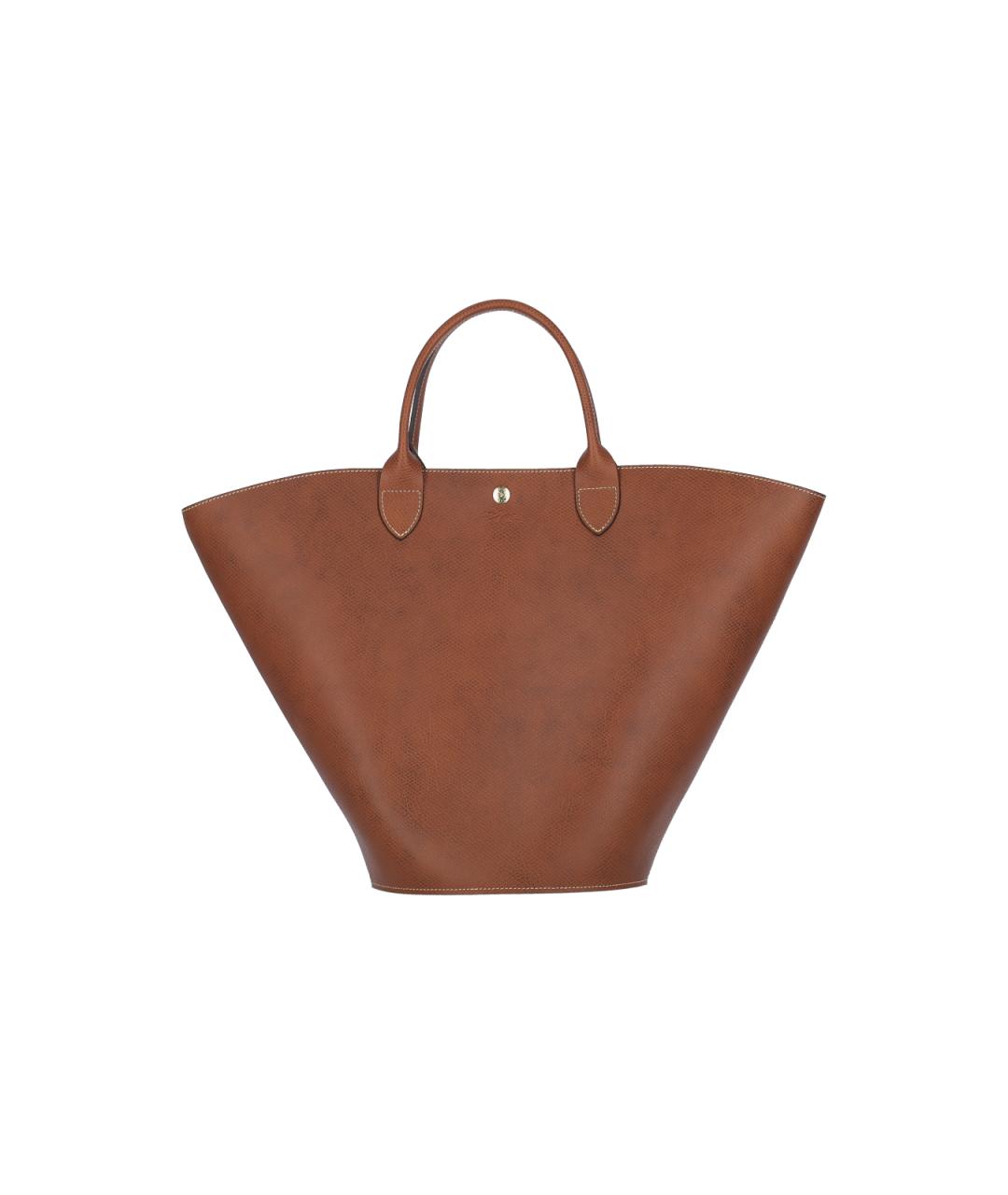 LONGCHAMP Коричневая кожаная сумка тоут, фото 1