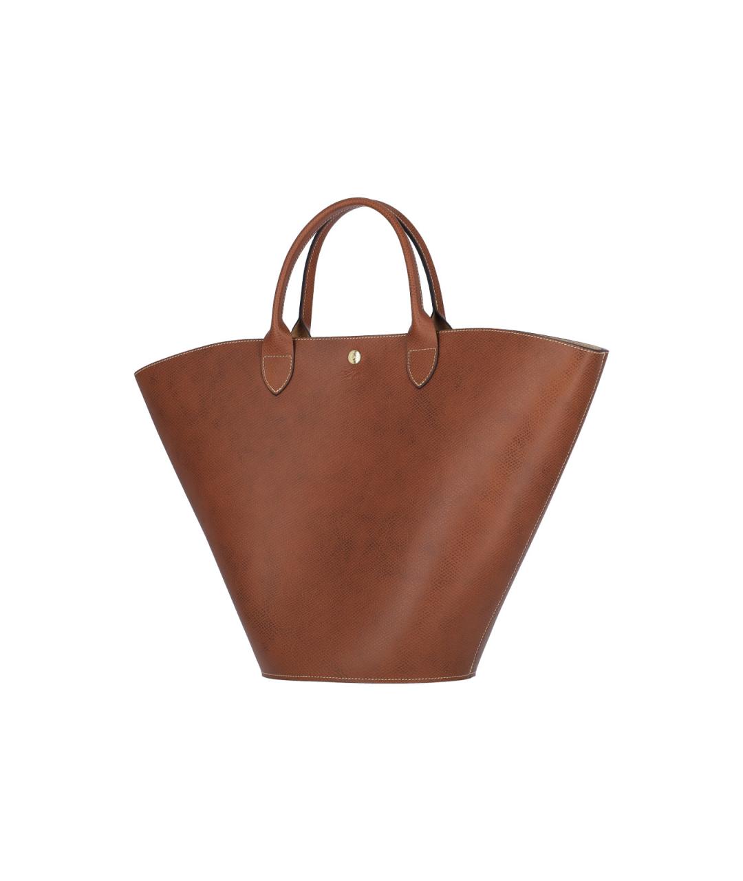 LONGCHAMP Коричневая кожаная сумка тоут, фото 2