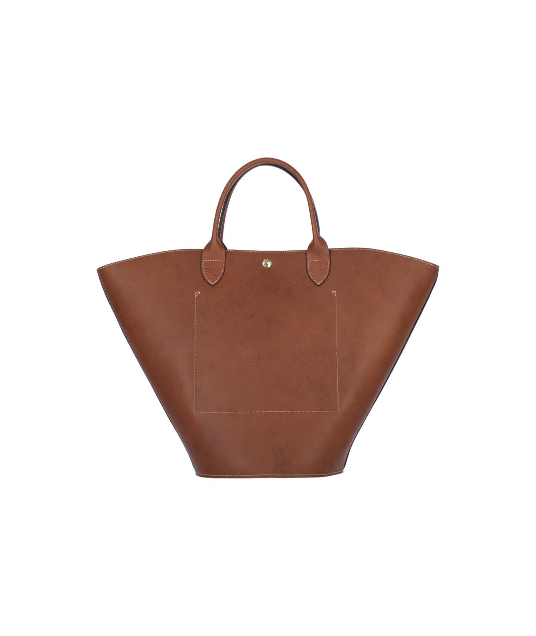 LONGCHAMP Коричневая кожаная сумка тоут, фото 3