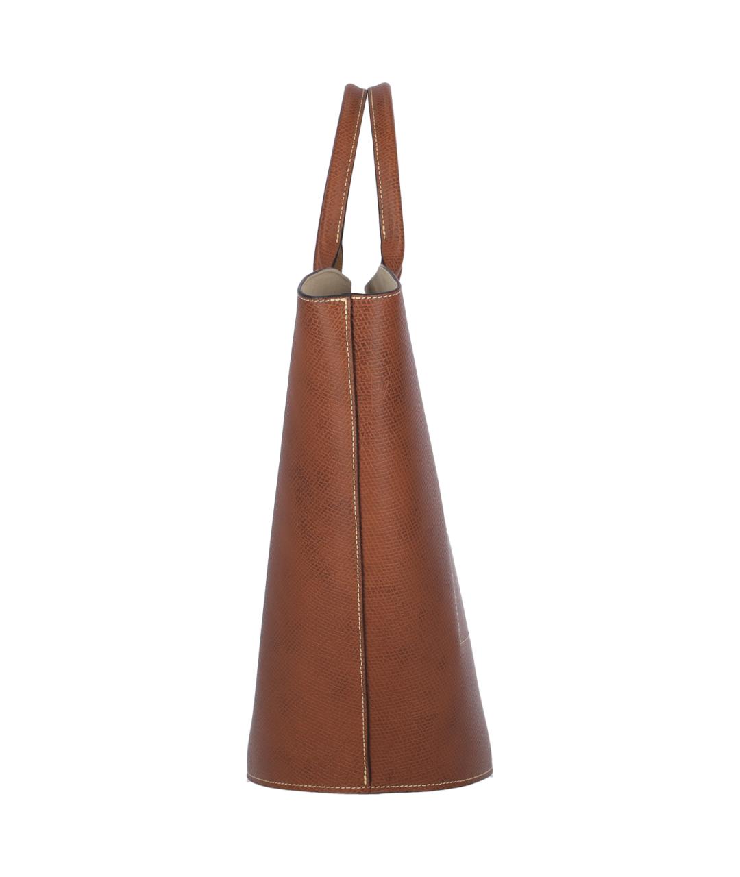 LONGCHAMP Коричневая кожаная сумка тоут, фото 5