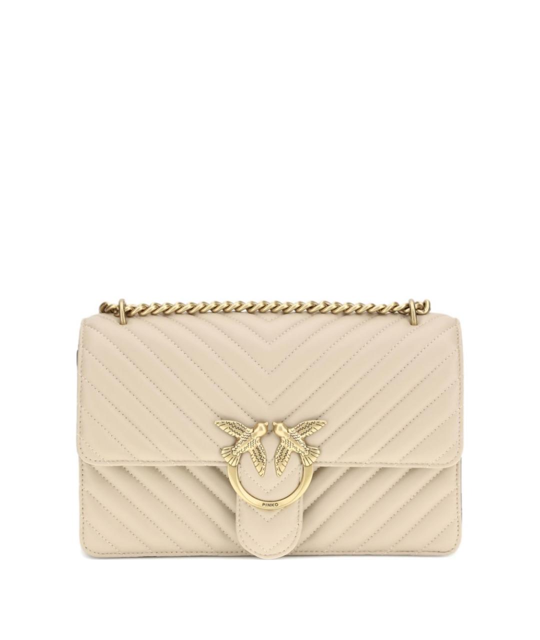PINKO Бежевая кожаная сумка через плечо, фото 1