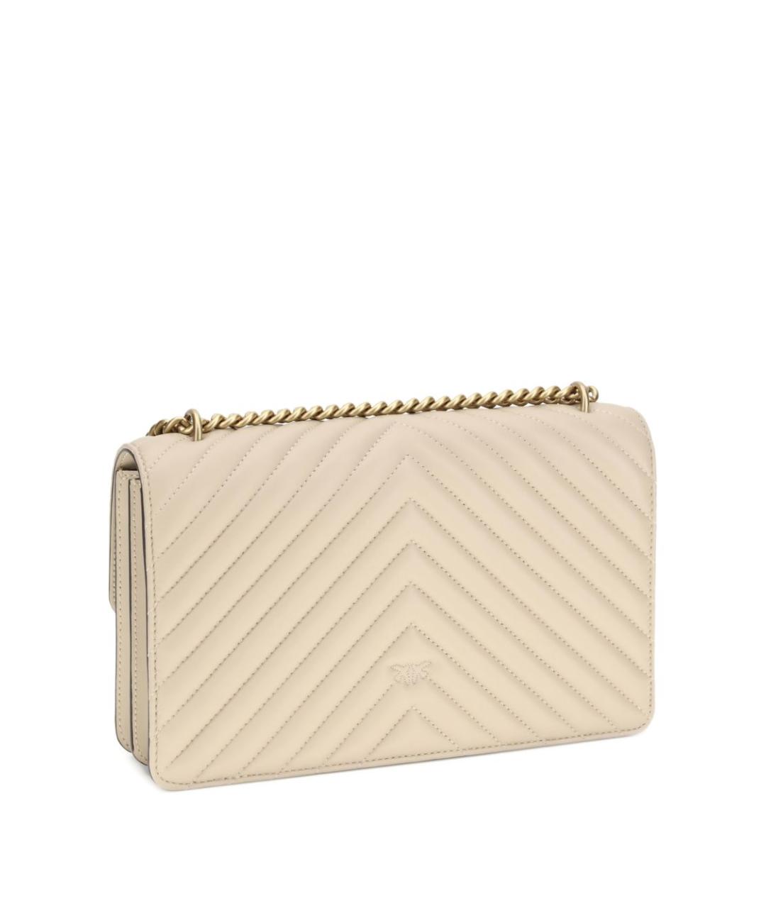 PINKO Бежевая кожаная сумка через плечо, фото 3