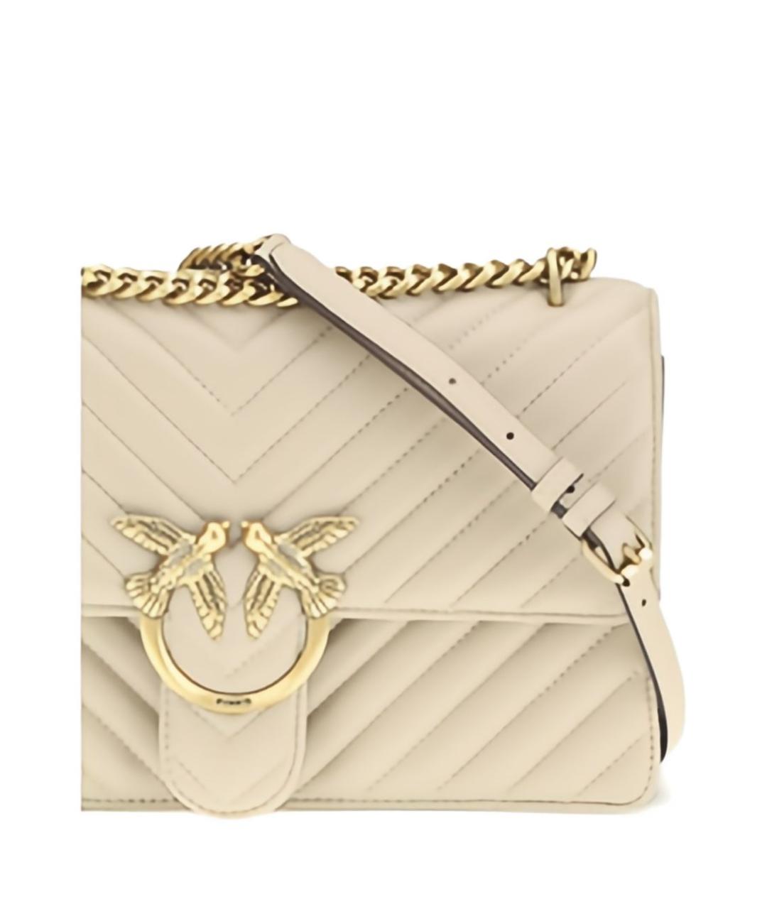 PINKO Бежевая кожаная сумка через плечо, фото 2