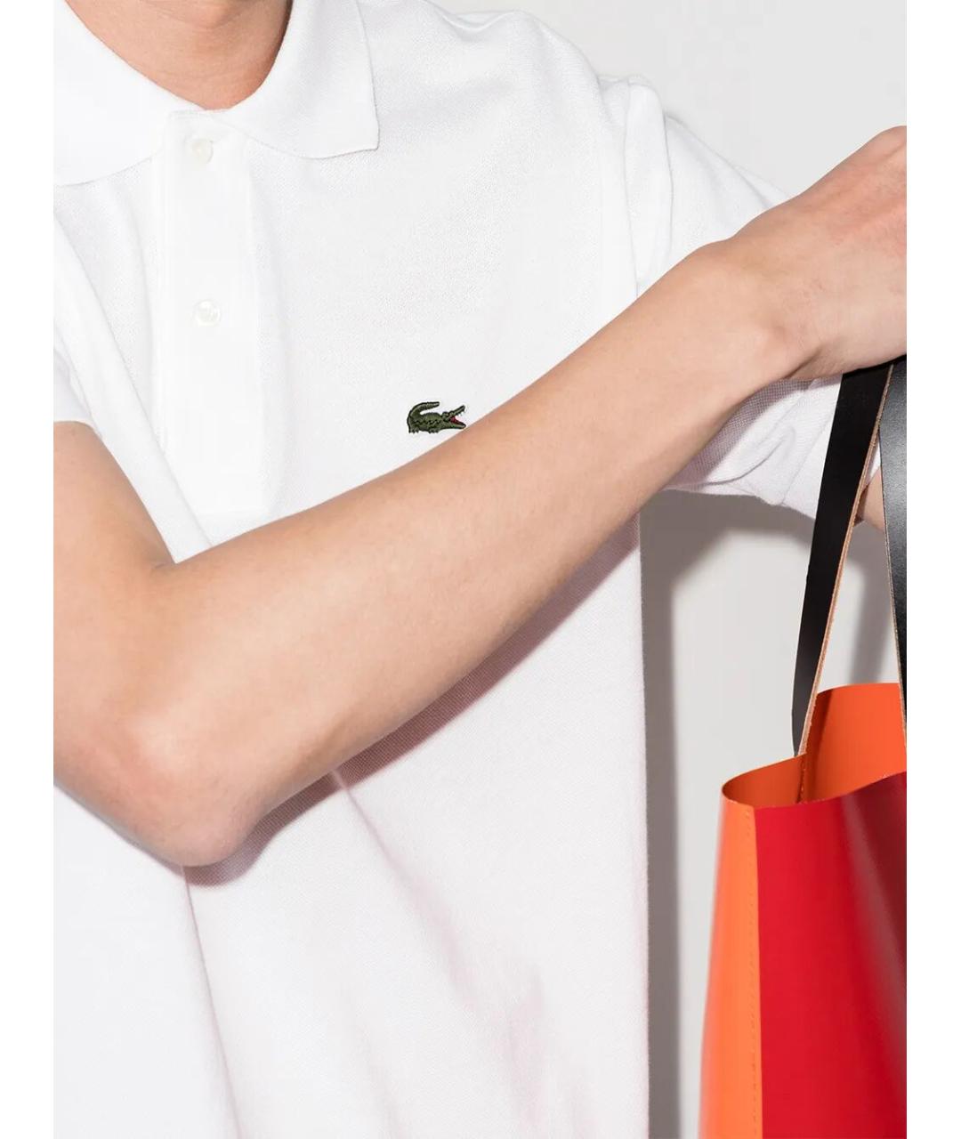 LACOSTE Белая хлопковая футболка, фото 4