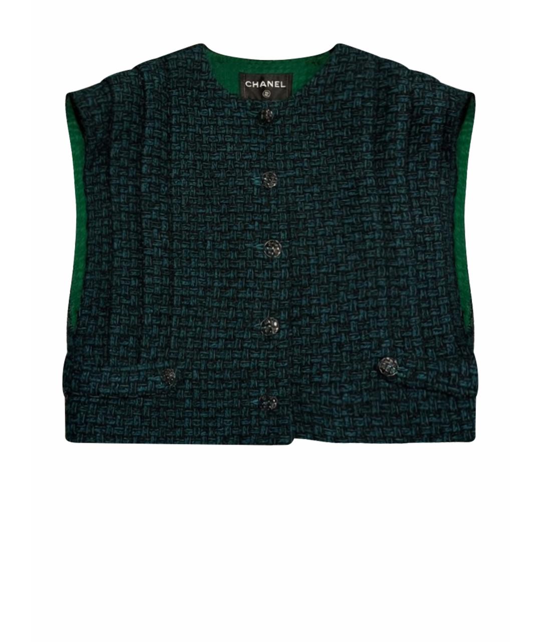 CHANEL Зеленый хлопковый жилет, фото 1