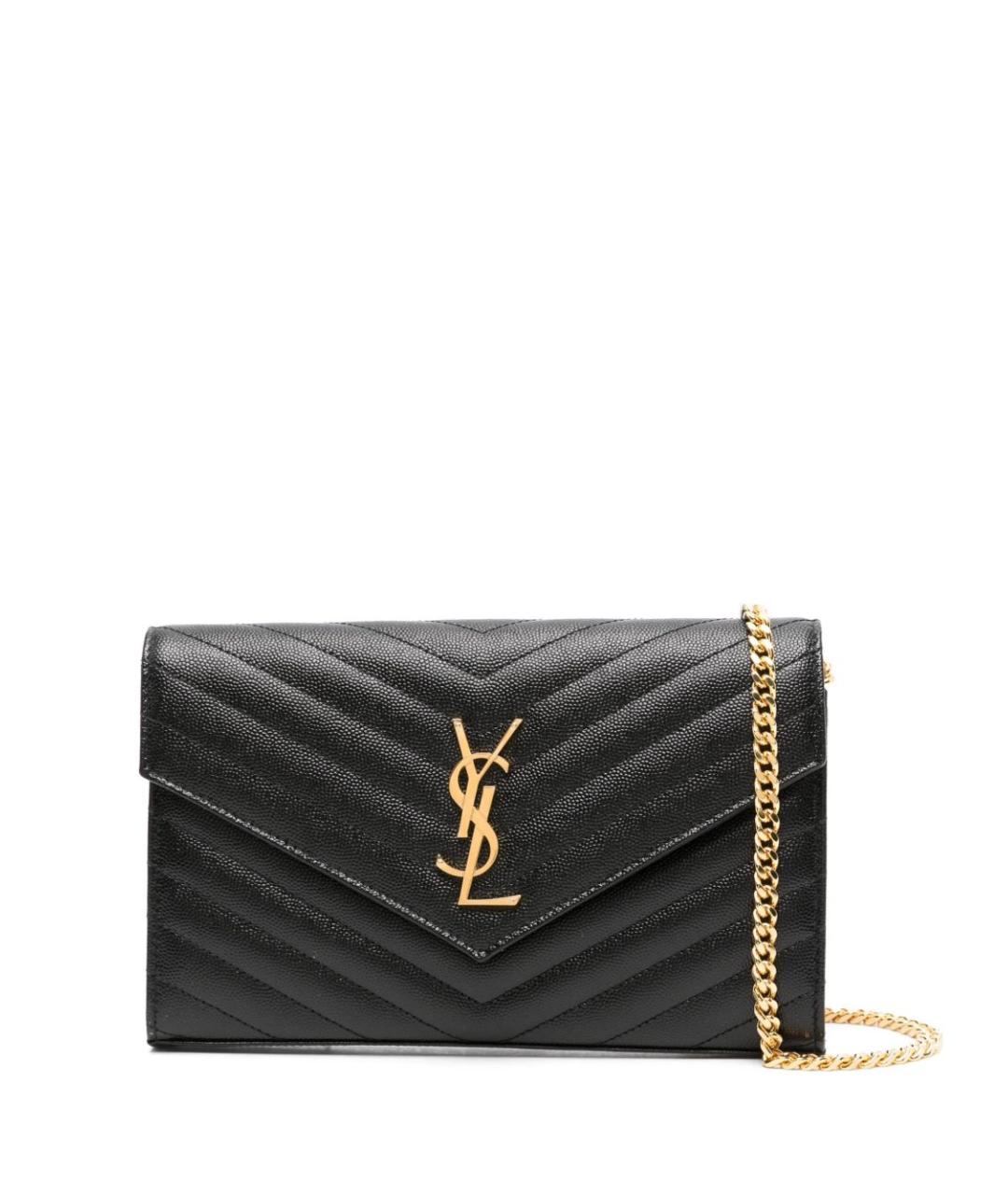 SAINT LAURENT Черная кожаная сумка через плечо, фото 1