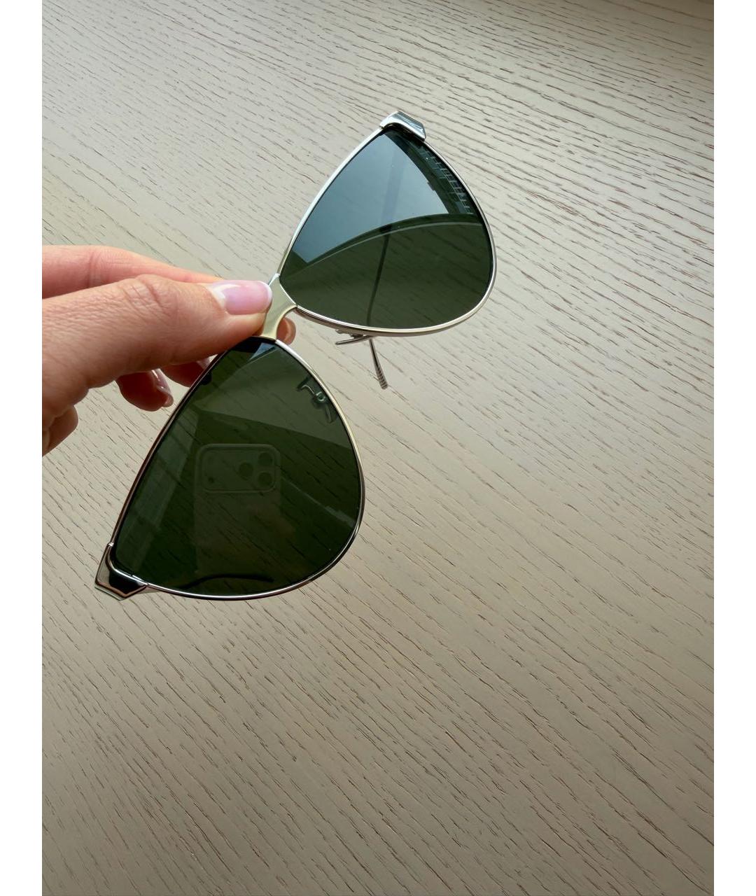 BOTTEGA VENETA Серебряные металлические солнцезащитные очки, фото 4