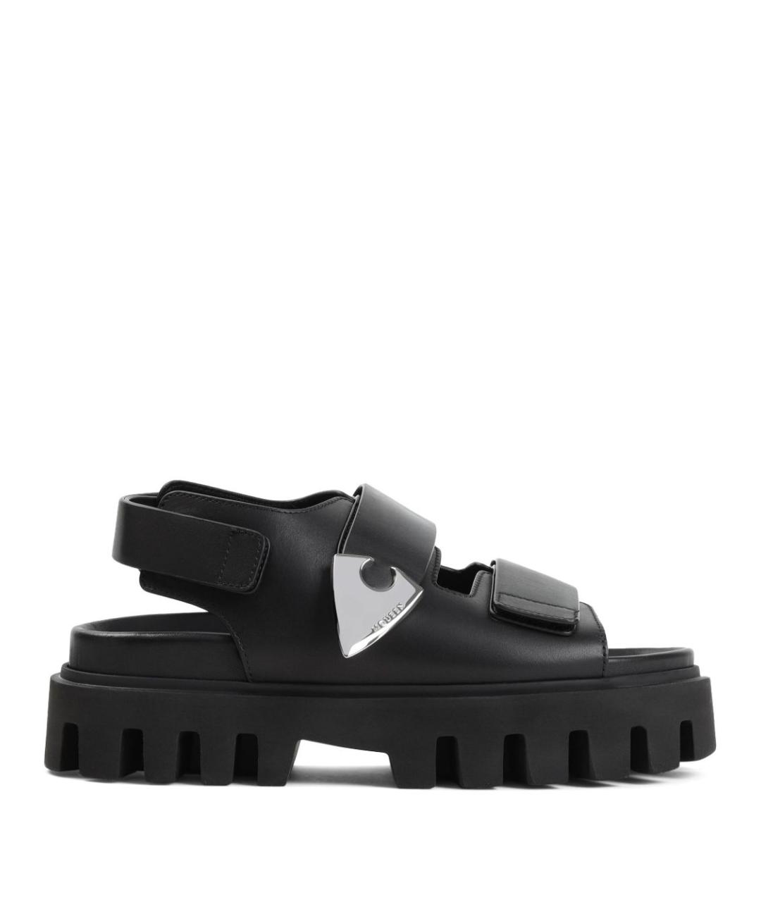 ALEXANDER MCQUEEN Черные кожаные сандалии, фото 2