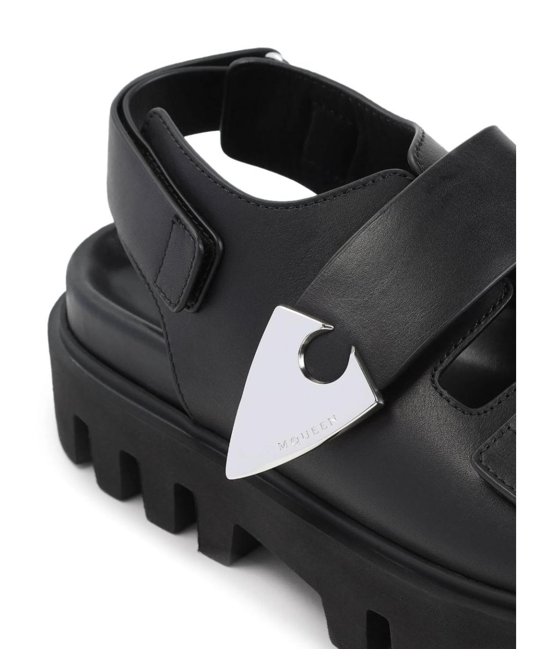 ALEXANDER MCQUEEN Черные кожаные сандалии, фото 8