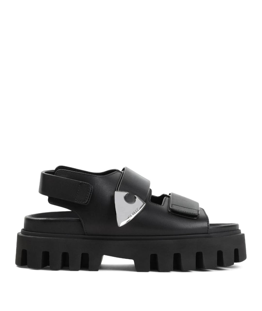 ALEXANDER MCQUEEN Черные кожаные сандалии, фото 1