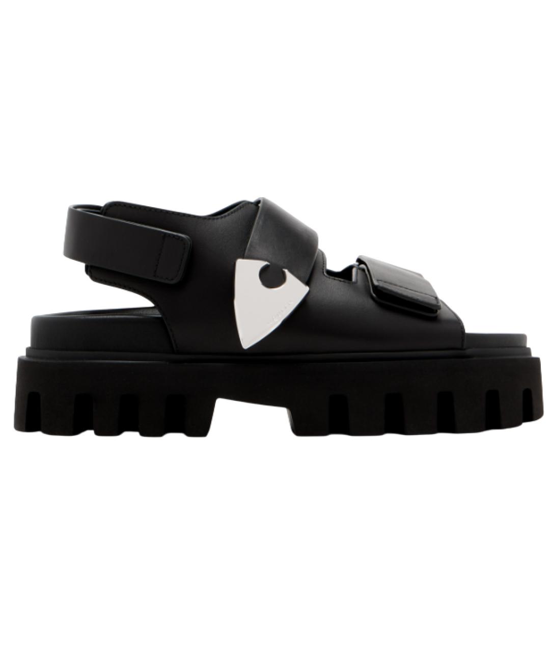 ALEXANDER MCQUEEN Черные кожаные сандалии, фото 4