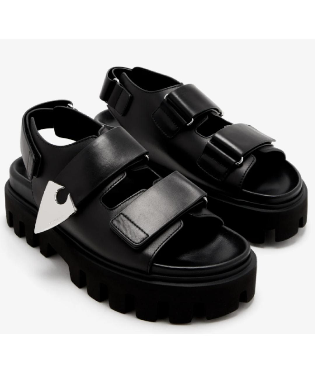 ALEXANDER MCQUEEN Черные кожаные сандалии, фото 6