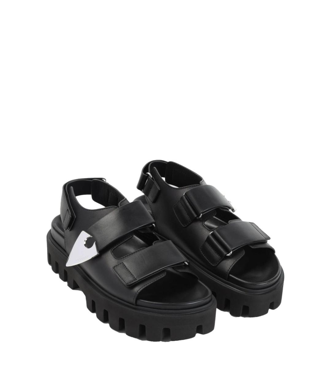 ALEXANDER MCQUEEN Черные кожаные сандалии, фото 3