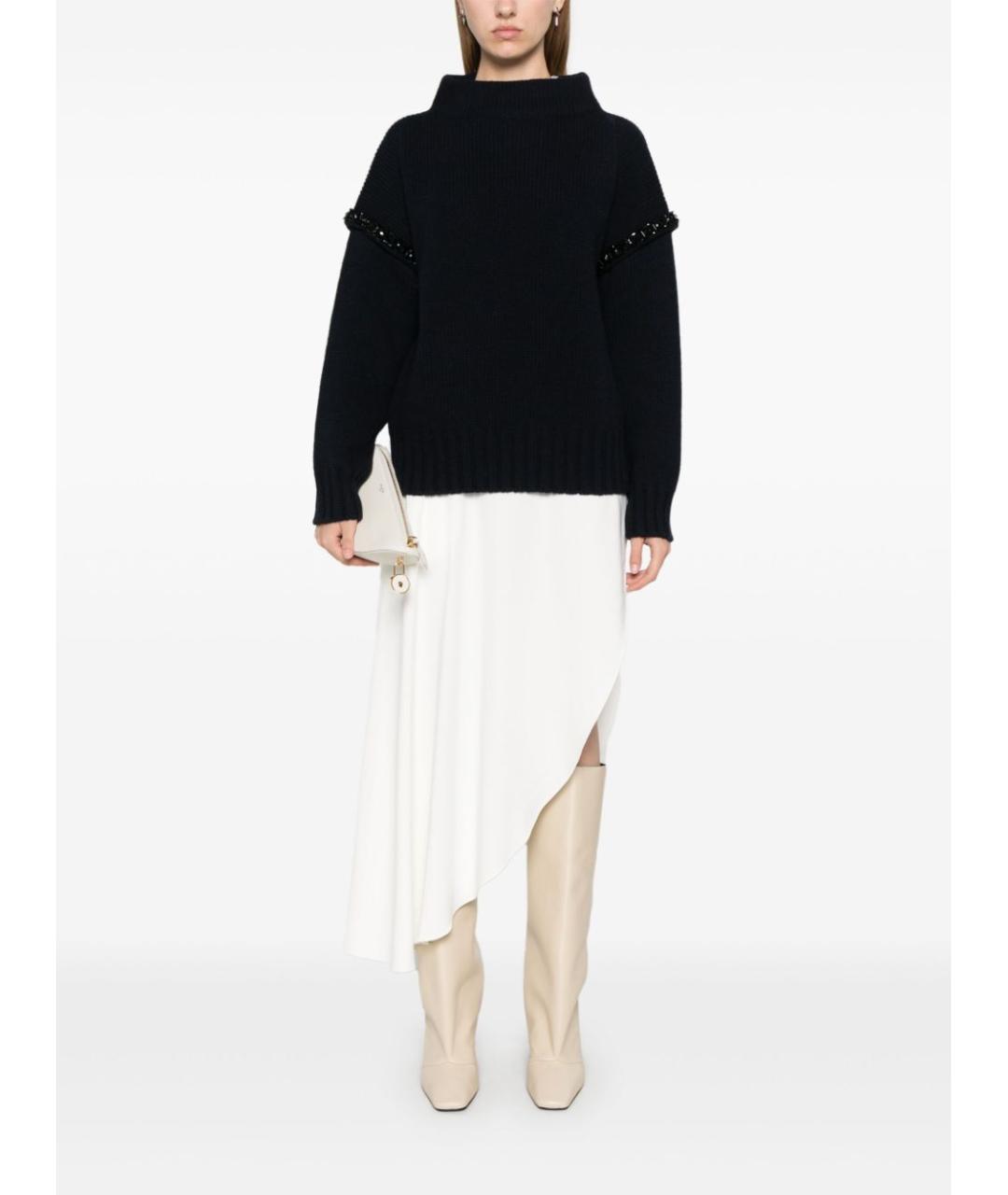 MAX MARA Темно-синий шерстяной джемпер / свитер, фото 5