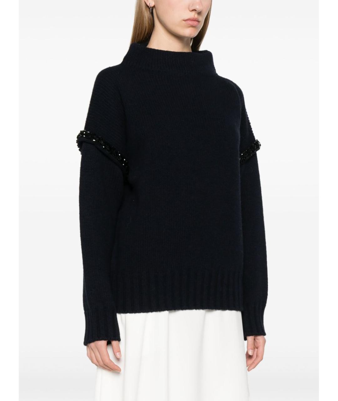 MAX MARA Темно-синий шерстяной джемпер / свитер, фото 2