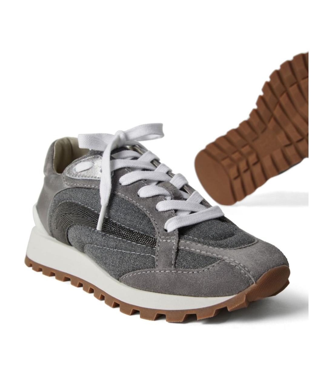 BRUNELLO CUCINELLI Серые текстильные кроссовки, фото 6
