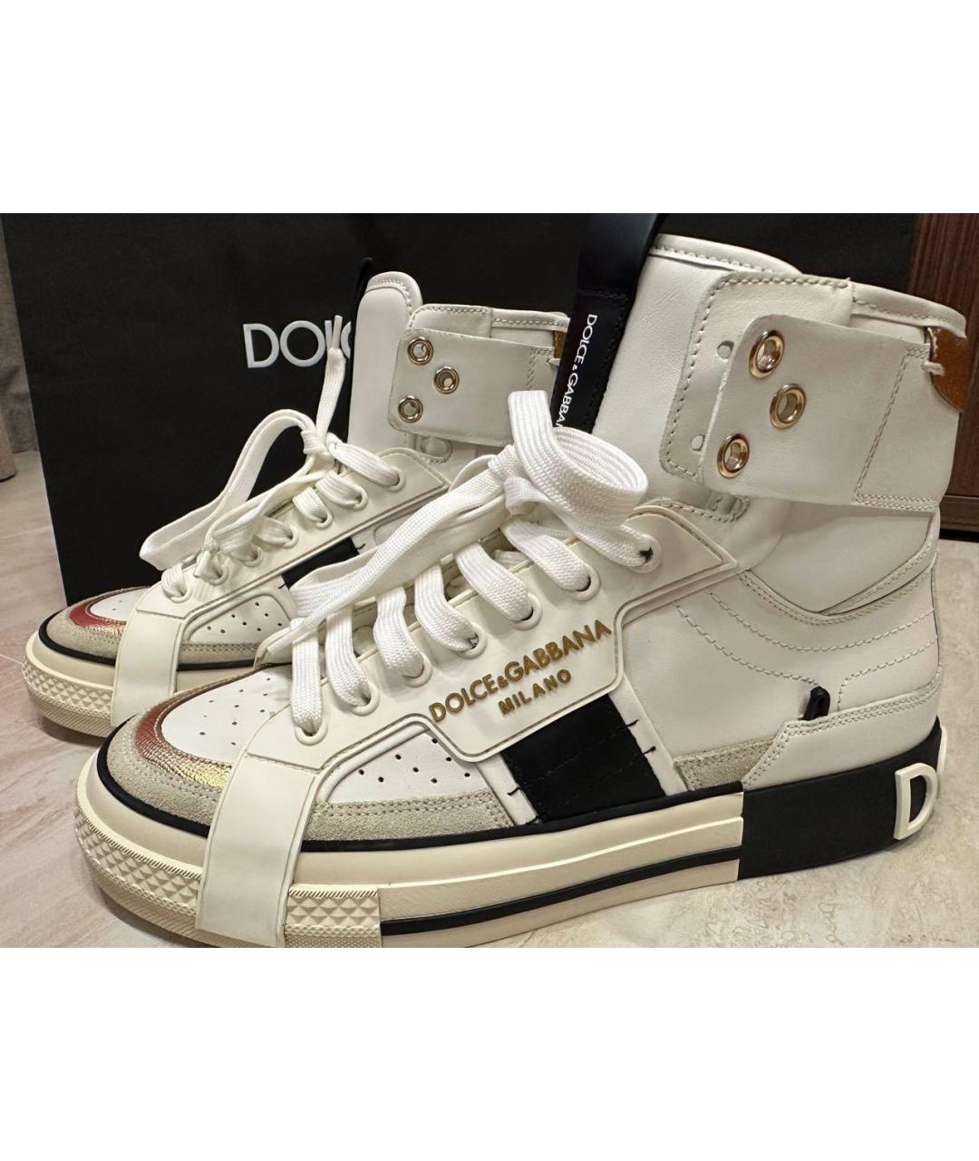 DOLCE&GABBANA Кожаные высокие кроссовки / кеды, фото 6